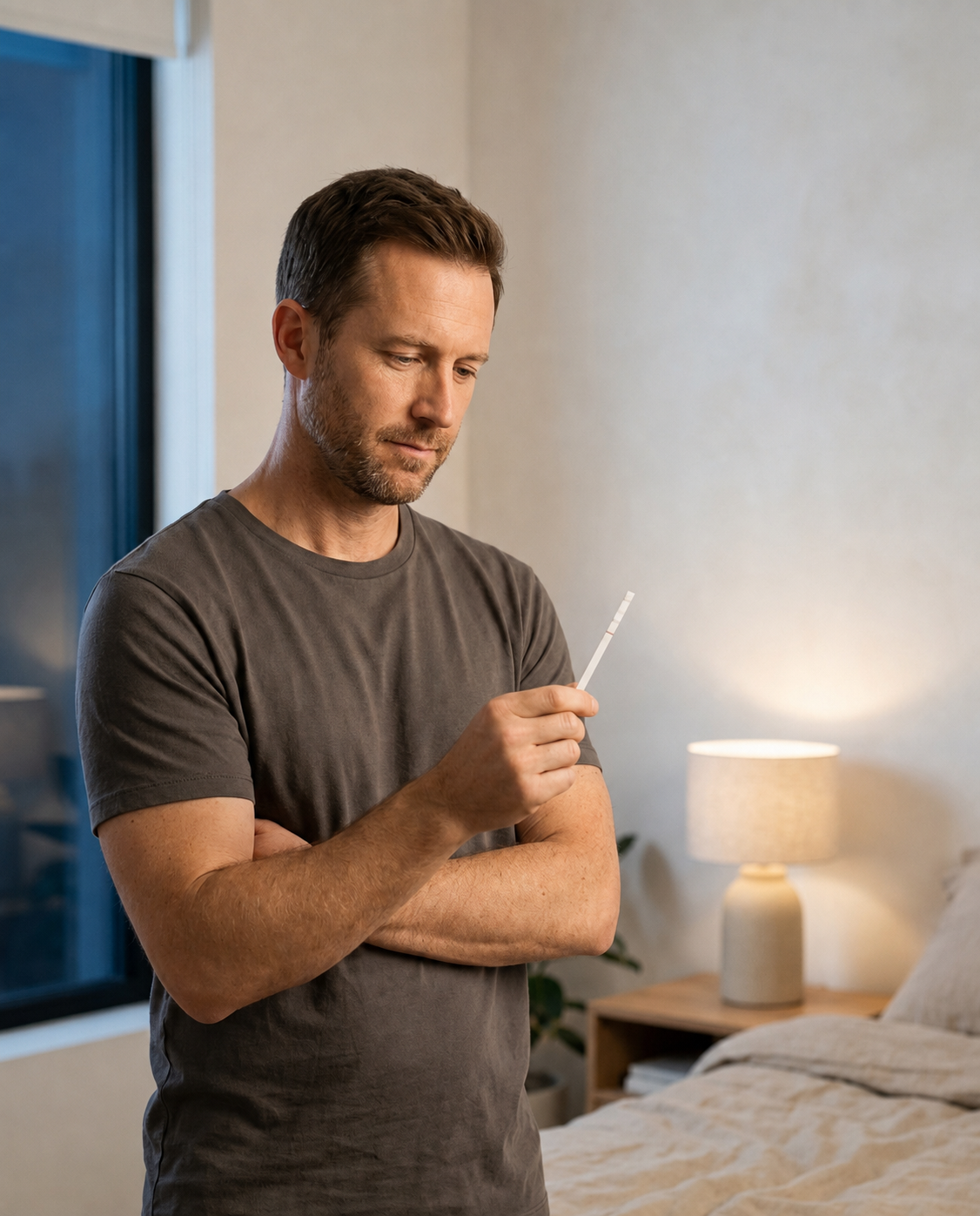 Person holding a single test strip at dawn, unsure how to read their keto progress from one strip.